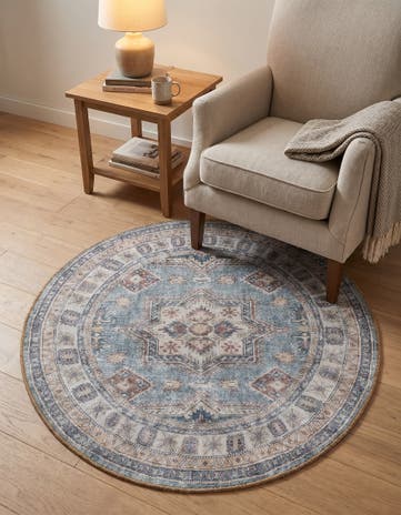 Soft Green Washable Timeless Round Rug