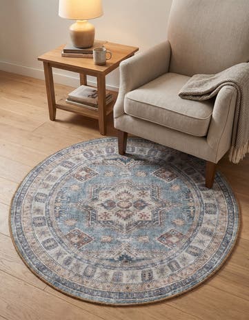 Soft Green Washable Timeless Round Rug
