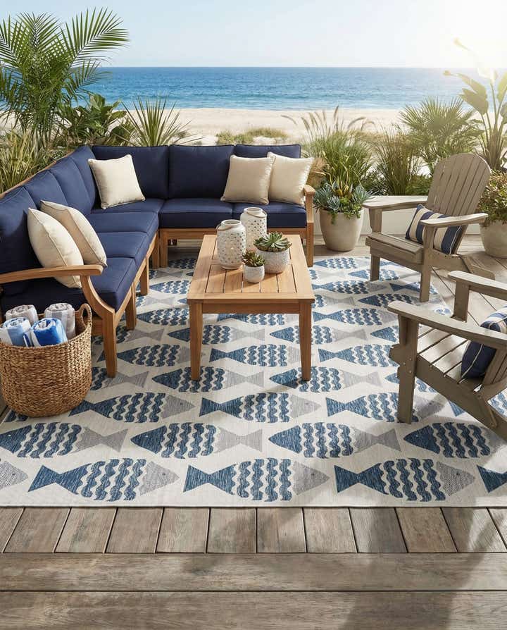 10' x 13' Easy-Clean Coastal Indoor / Outdoor Rug