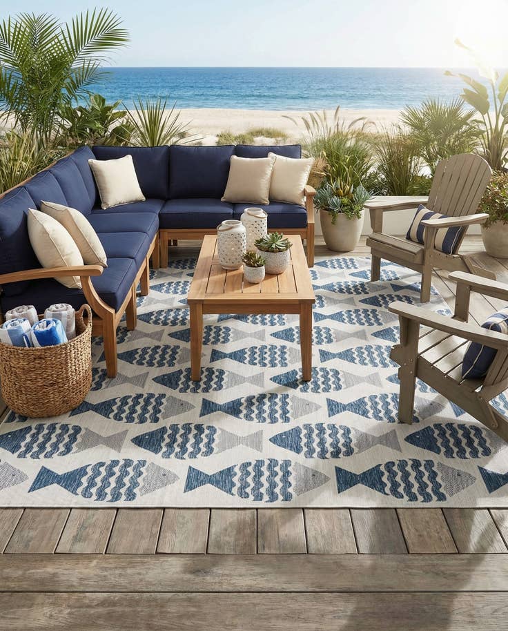 Detail image of 10' x 13' Easy-Clean Coastal Indoor / Outdoor Rug
