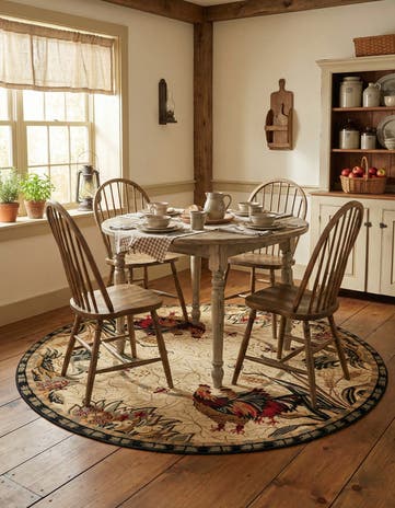 Cream Country Round Rug