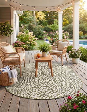 Green Easy-Clean Jill Zarin Cape Town Indoor / Outdoor Oval Rug