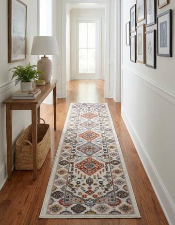 Ivory Kamala Washable Runner Rug