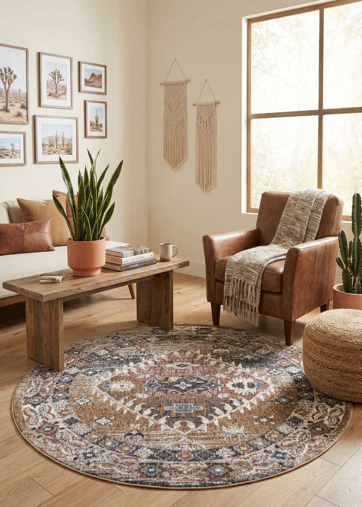 5' 3 x 5' 3 Eco Southwestern Round Rug