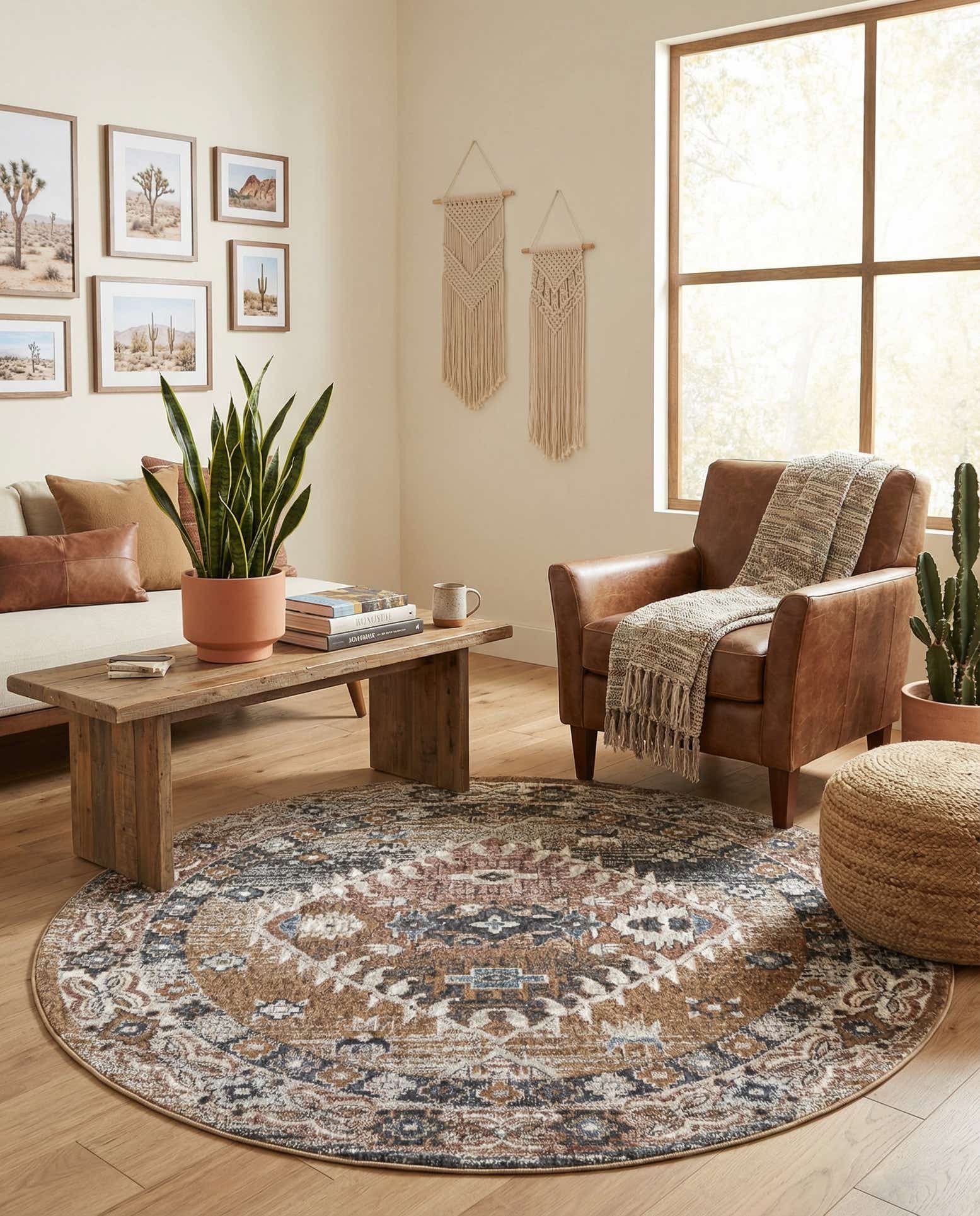 5' 3 x 5' 3 Eco Southwestern Round Rug