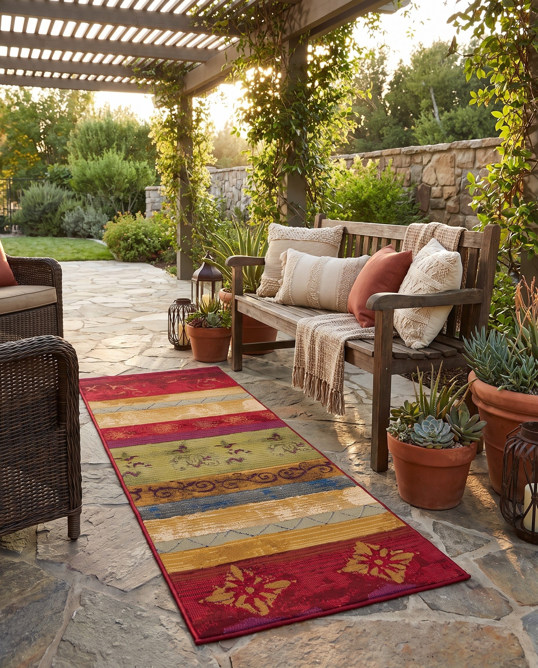 Easy-Clean Modern Indoor / Outdoor Runner Rug