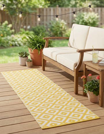 Yellow Ivory Easy-Clean Jill Zarin Costa Rica Indoor / Outdoor Runner Rug