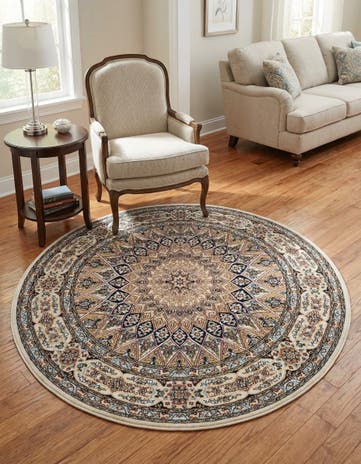 5' 3 x 5' 3 Nain Design Round Rug