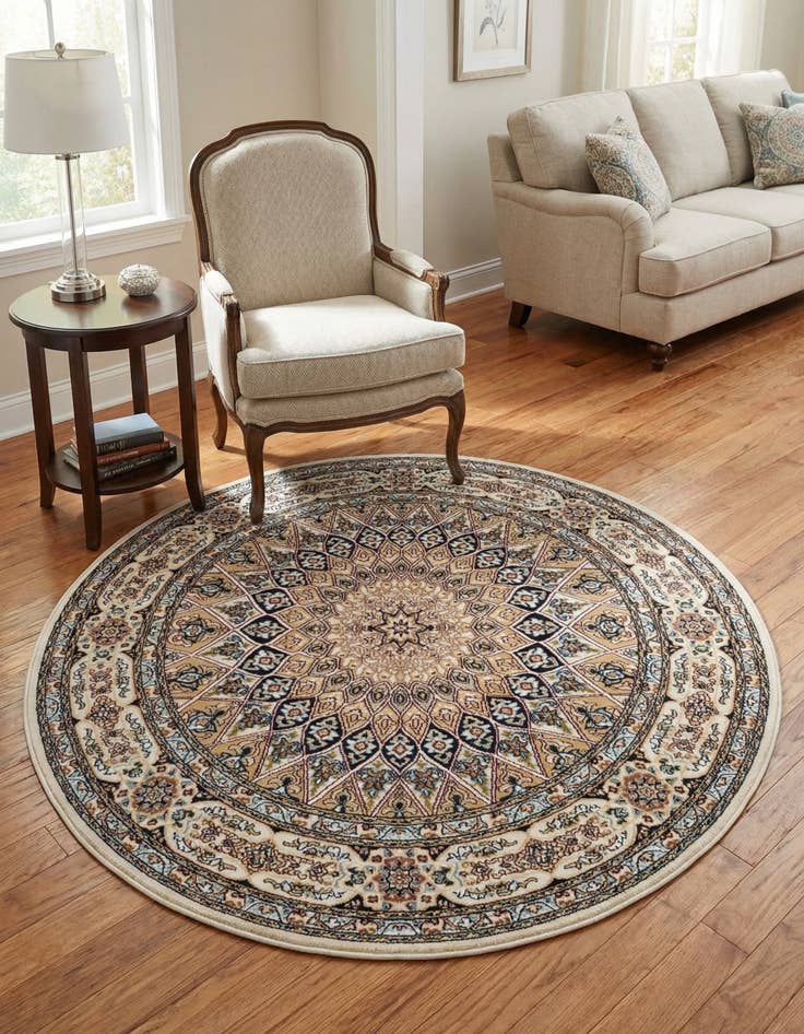 Detail image of 5' 3 x 5' 3 Nain Design Round Rug