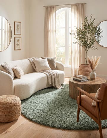 Sage Zermatt Shag Round Rug