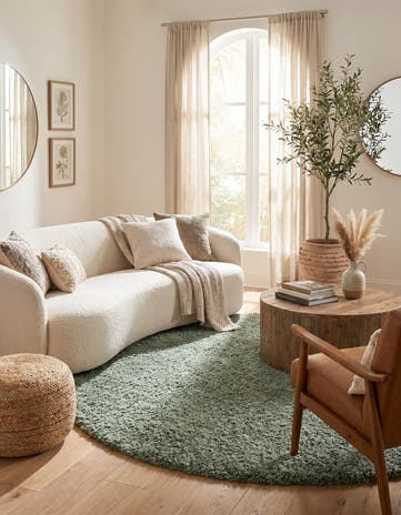 Sage Zermatt Shag Round Rug