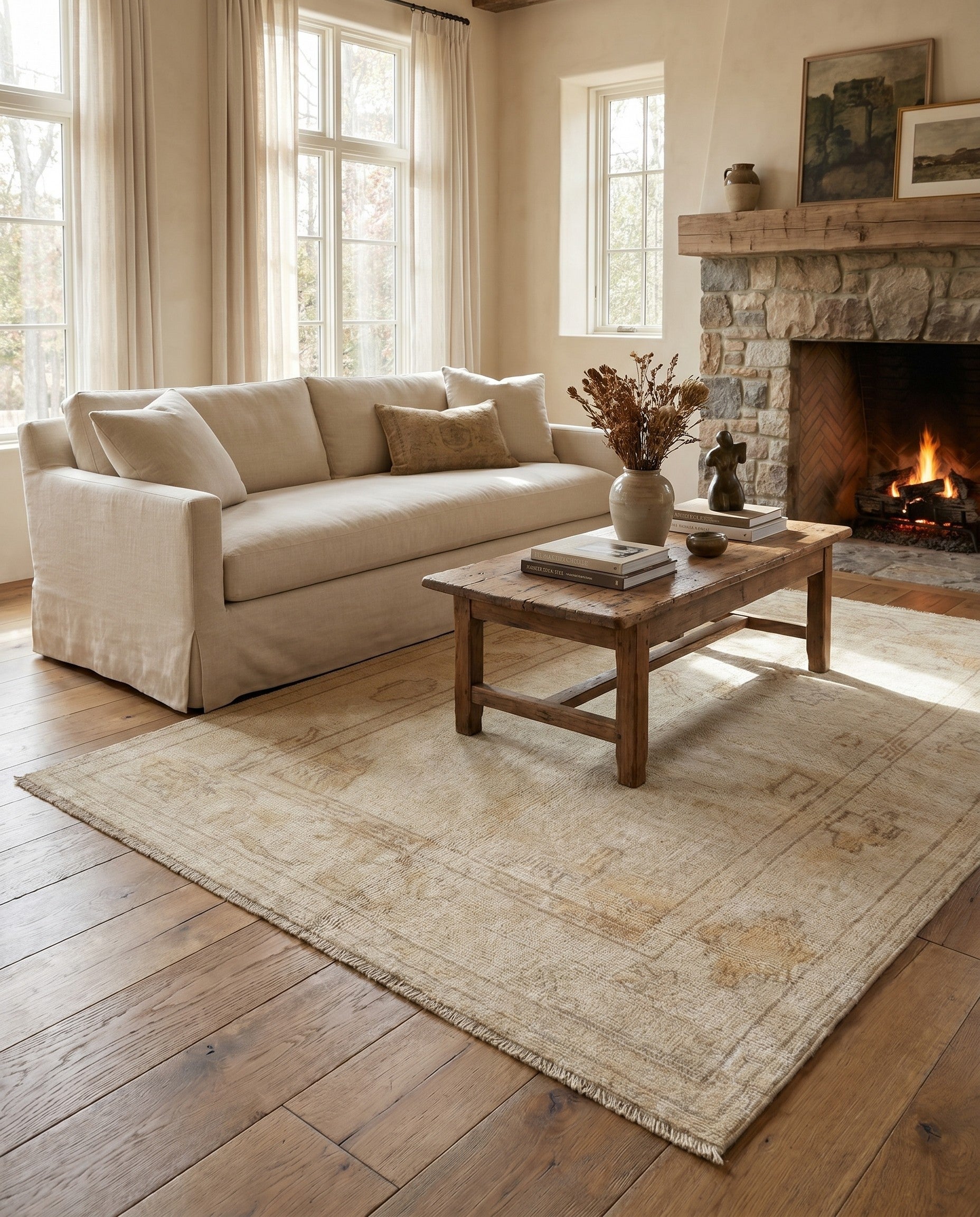 4' 3 x 6' Hand Knotted Oushak Wool Rug