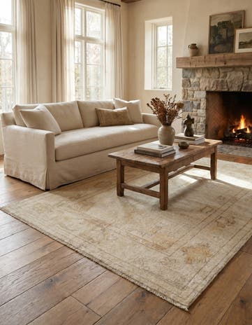 4' 3 x 6' Hand Knotted Oushak Wool Rug