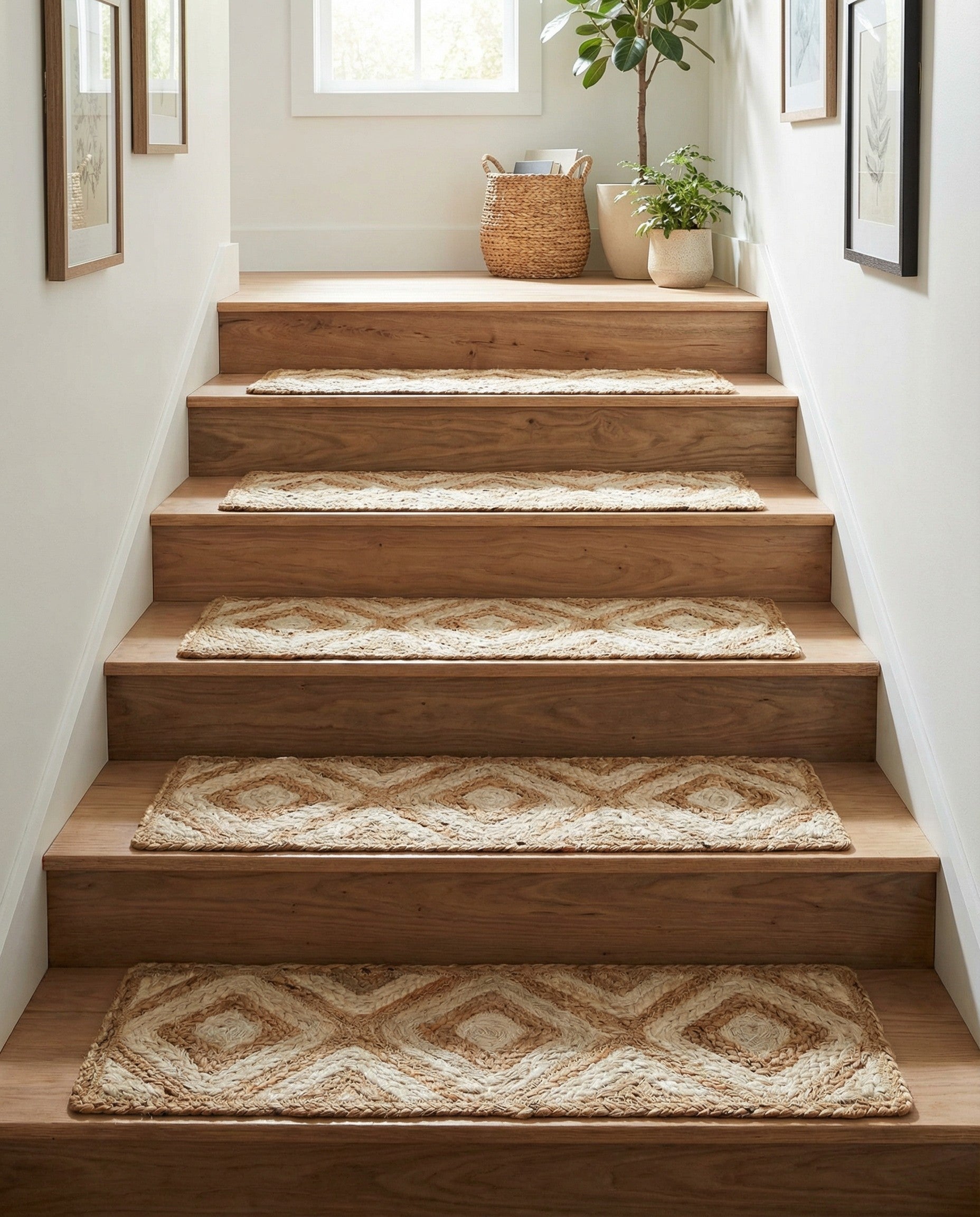 0' 9 x 2' 6  Hand Braided Jute Stair Rug