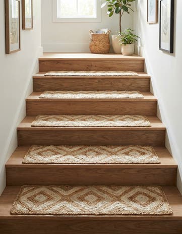 0' 9 x 2' 6 Handmade Braided Jute Stair Rug