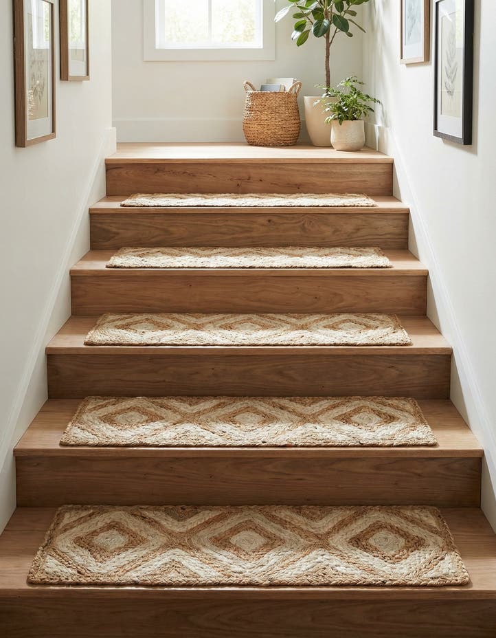 0' 9 x 2' 6 Handmade Braided Jute Stair Rug