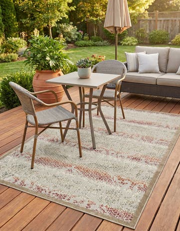 Beige Easy-Clean Modern Indoor / Outdoor Rug