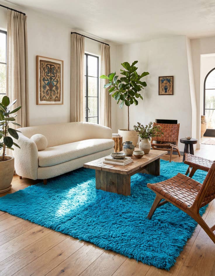 Detail image of 5' 2 x 6' 10 Hand Knotted Moroccan Wool Square Rug