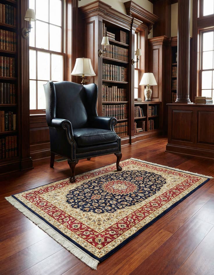 Detail image of 2' 7 x 4' Ghom Silk Rug