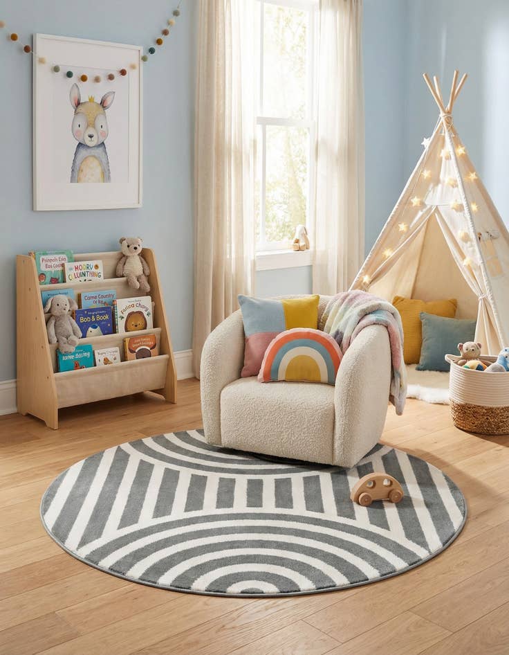 Detail image of 3' x 3' Whimsy Kids Round Rug
