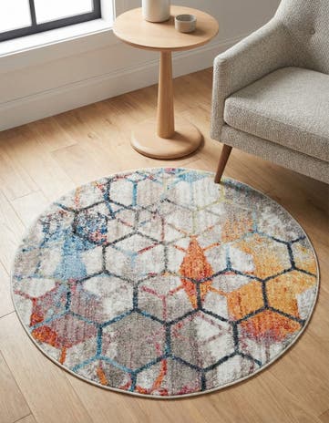 White Prism Round Rug