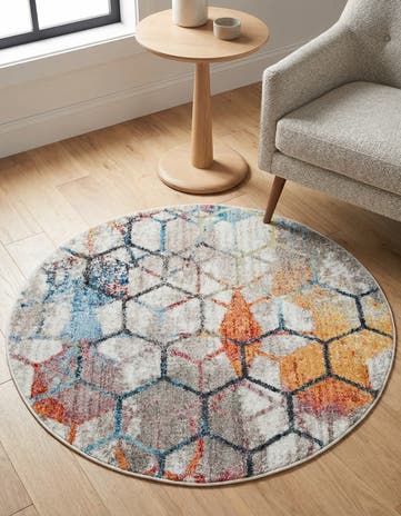 White Prism Round Rug