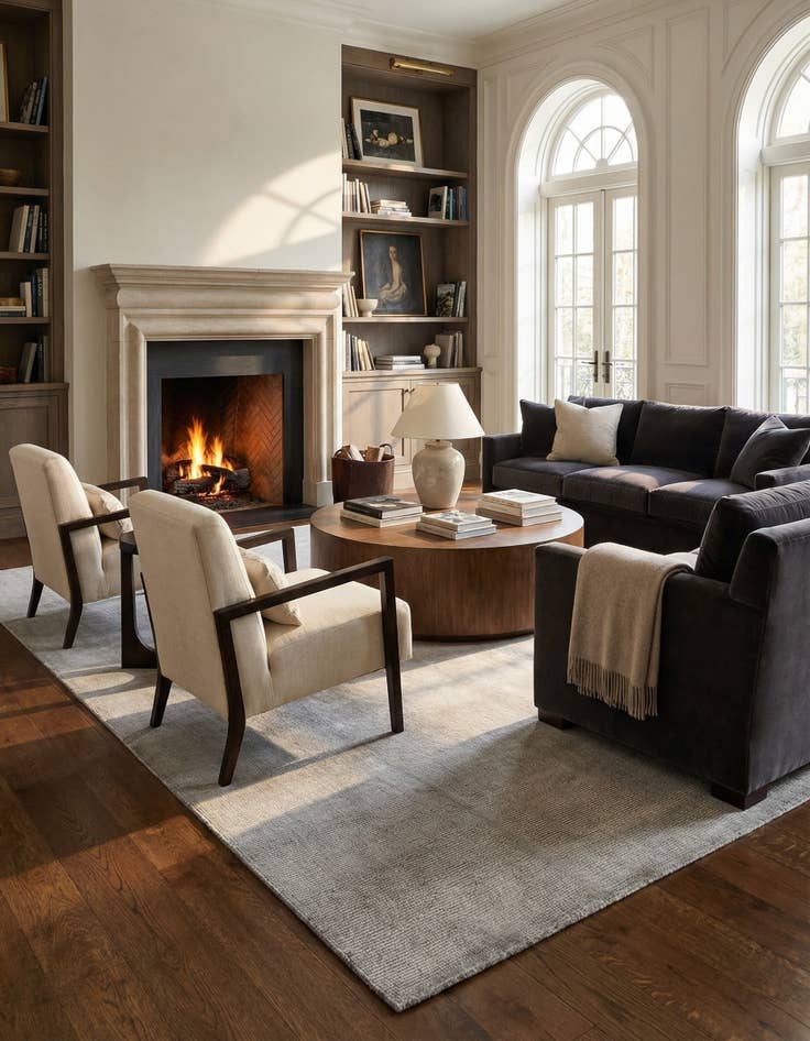 Detail image of 10' x 10'  Hand Woven Jill Zarin English Manor Farmhouse Wool Square Rug