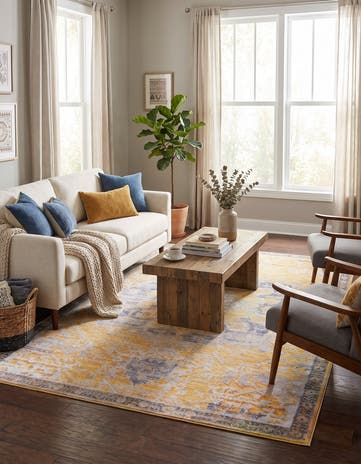 Tuscan Yellow Washable Francesca Rug