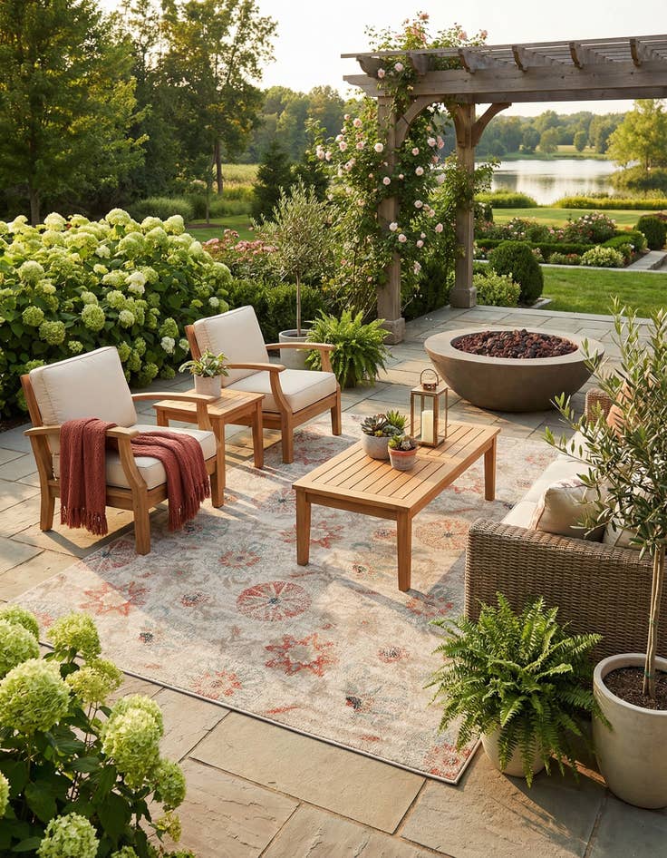 Detail image of 9' x 12' Easy-Clean Botanical Indoor / Outdoor Rug