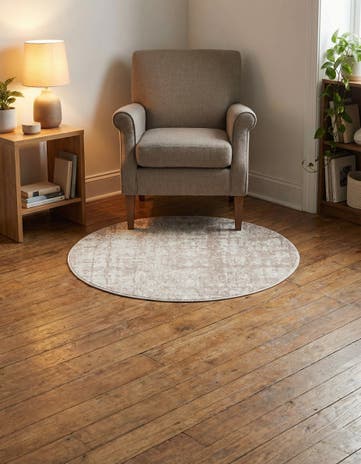 Jill Zarin Beige Uptown Lexington Avenue Round Rug