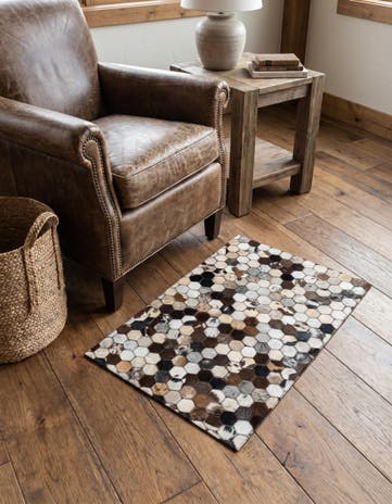 2' x 3' 1 Cowhide Leather Rug