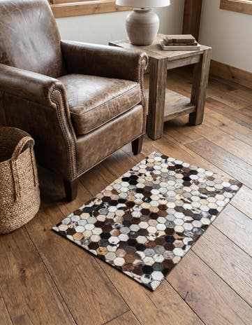 2' x 3' 1 Cowhide Leather Rug