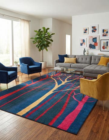 Blue Washable Hyacinth Rug