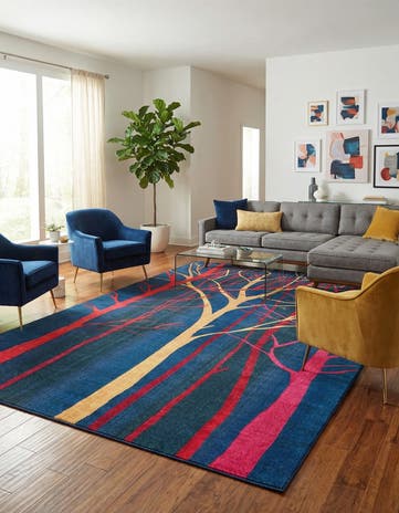 Blue Washable Hyacinth Rug