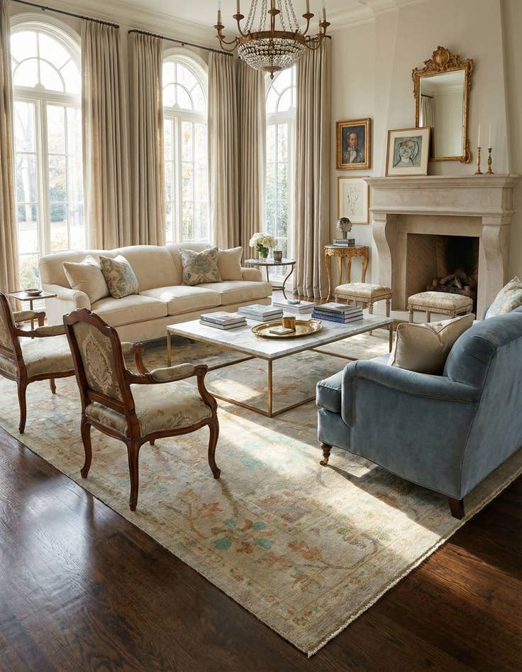 Detail image of 12' 3 x 14' 4 Hand Knotted Oushak Wool Rug