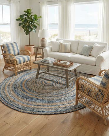  8' x 8'  Hand Braided Chindi Round Rug