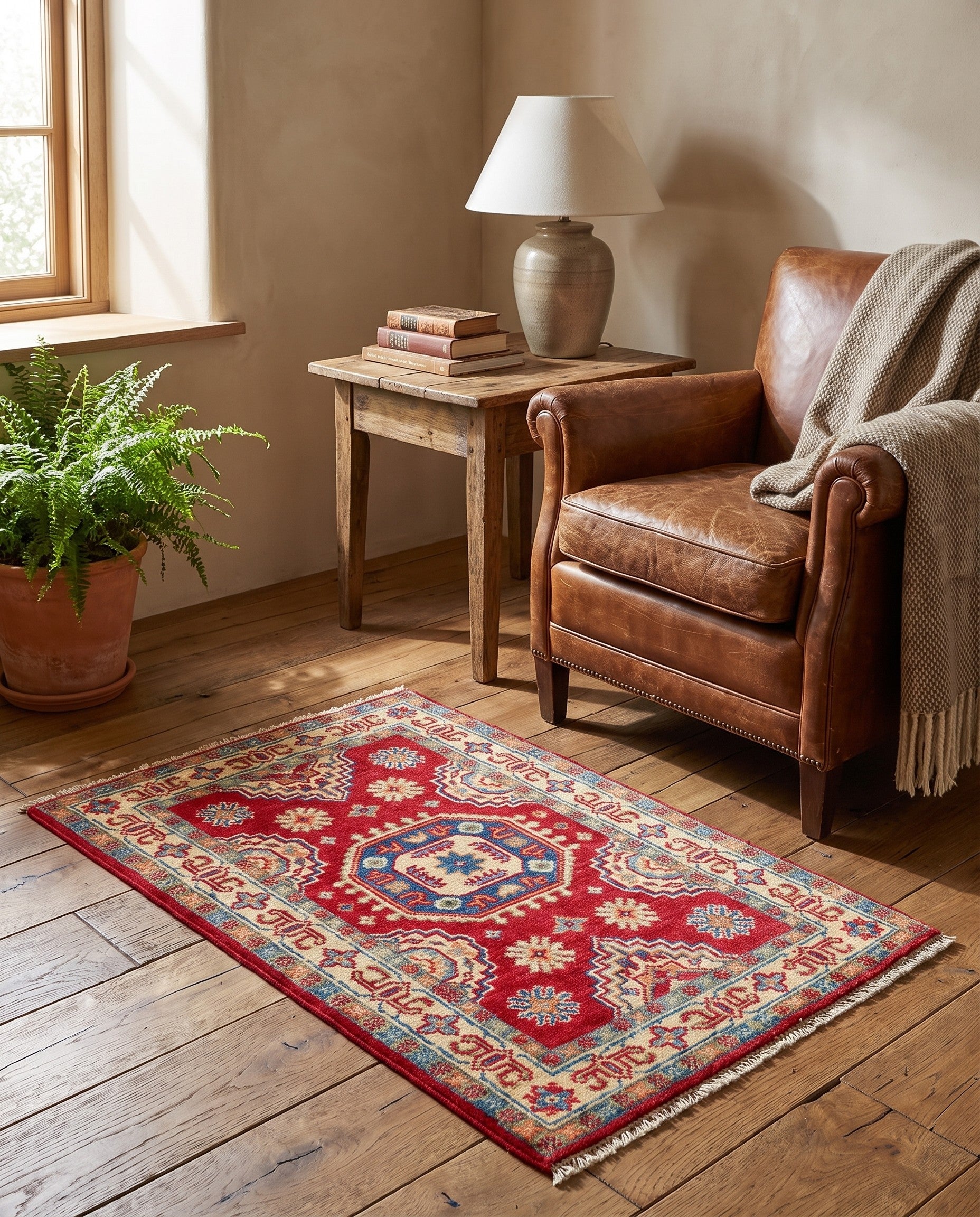 1' 11 x 3' Hand Knotted Kazak Rug
