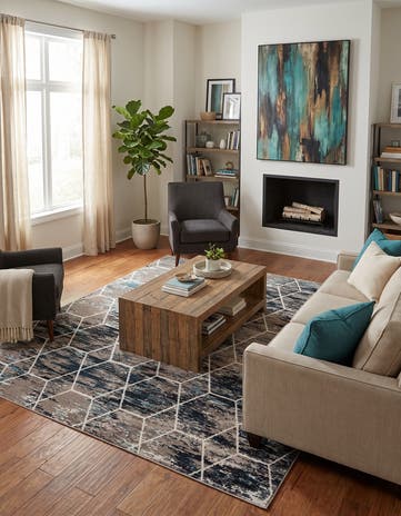 10' x 10' Lattice Frieze Square Rug