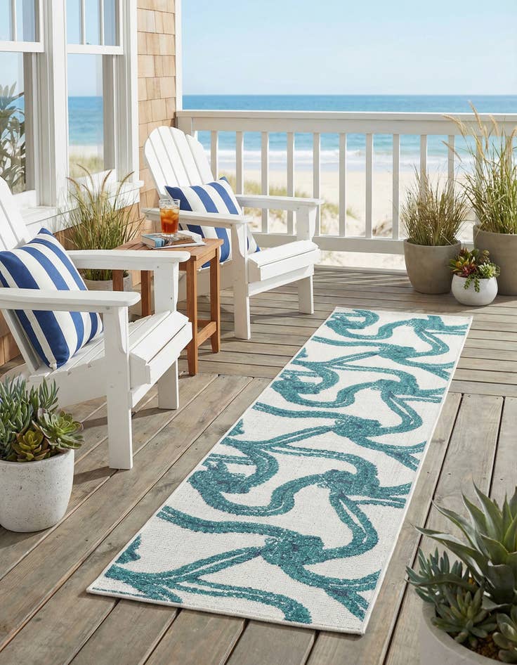 Detail image of 2' x 8' Washable Coastal Indoor / Outdoor Runner Rug