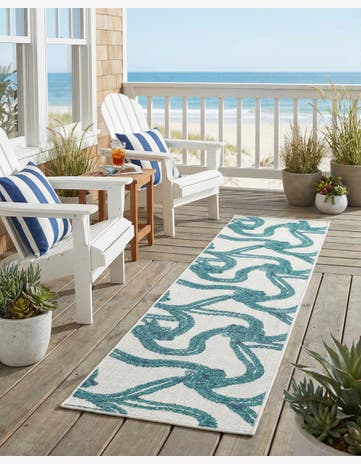 2' x 8' Easy-Clean Coastal Indoor / Outdoor Runner Rug