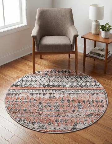 Salmon Leipzig Round Rug