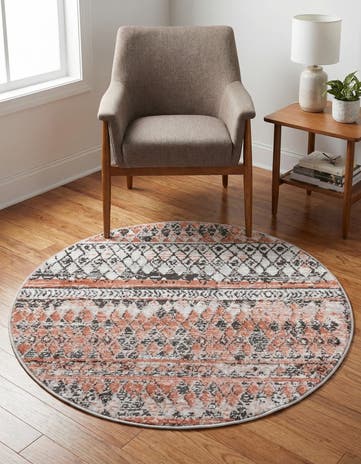 Salmon Leipzig Round Rug