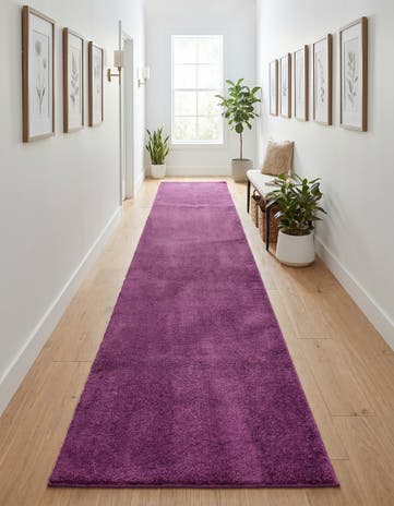 Violet Solid Frieze Runner Rug