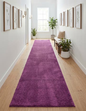 Violet Solid Frieze Runner Rug
