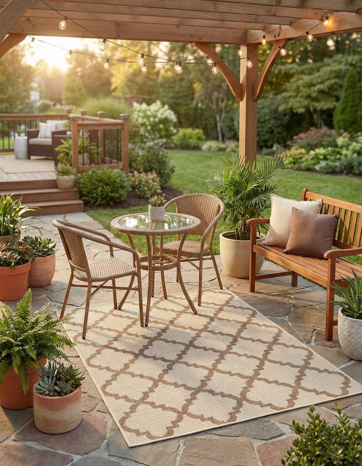 Detail image of 3' 3 x 5' Washable Lattice Indoor / Outdoor Rug