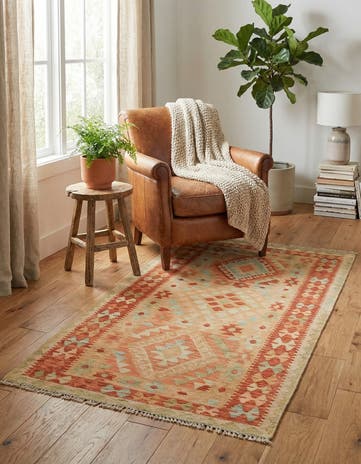 2' 8 x 4' 9 Hand Woven Kilim Waziri Wool Rug