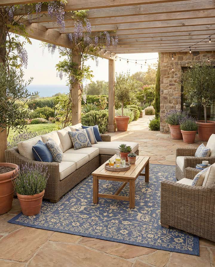 7' x 10' Easy-Clean Botanical Indoor / Outdoor Rug