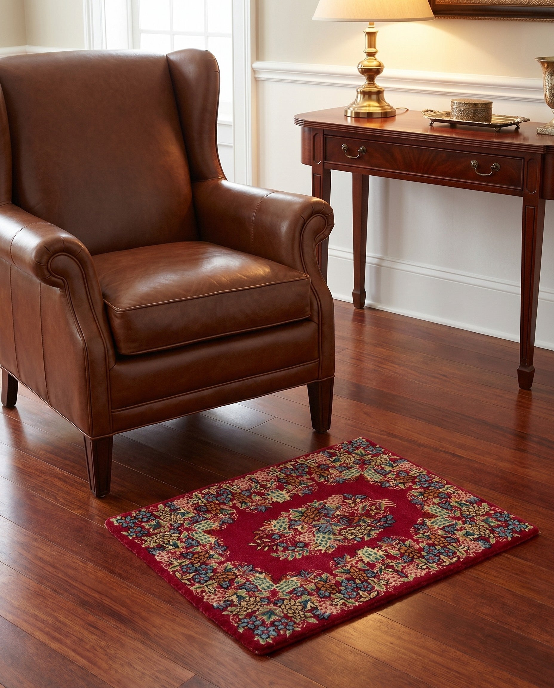 1' 8 x 2' 5 Hand Knotted Kerman Persian Square Rug