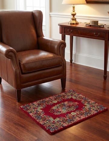 1' 8 x 2' 5 Hand Knotted Kerman Persian Square Rug