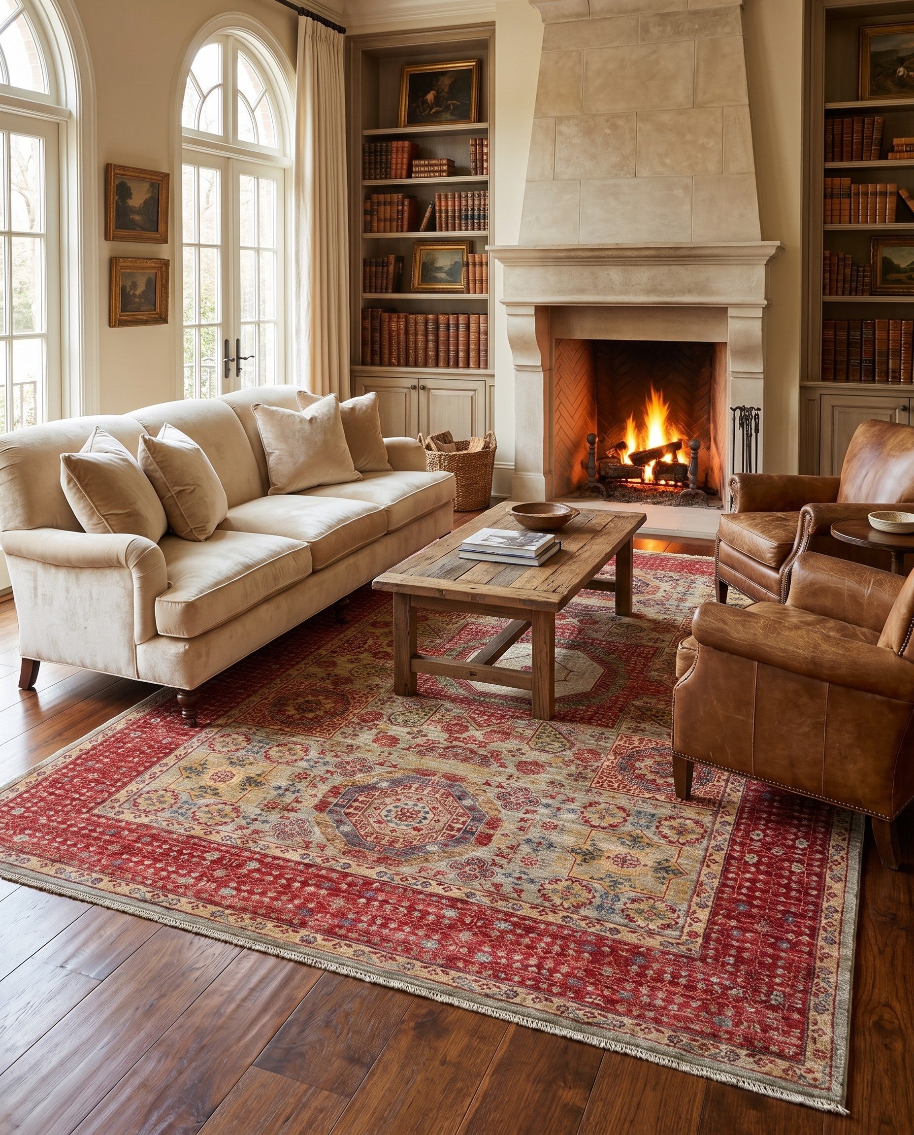 6' 8 x 9' 7 Hand Knotted Mamluk Ziegler Rug